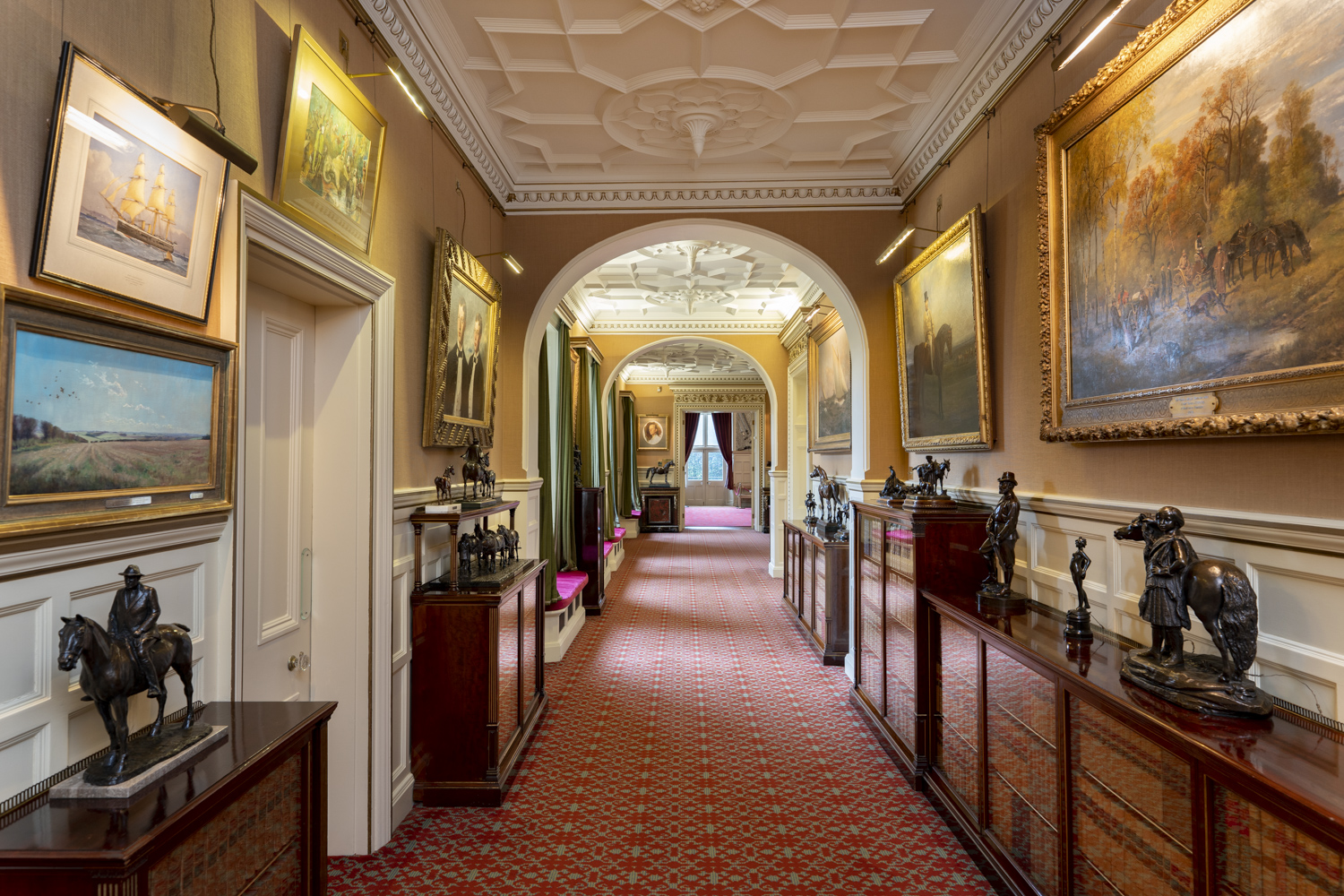 Interior image of Sandringham House down a corridor